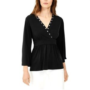 2 for $20!! Michael Kors Embellished V-neck Black Top